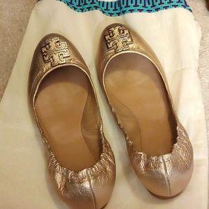 Gold Tory Burch Flats